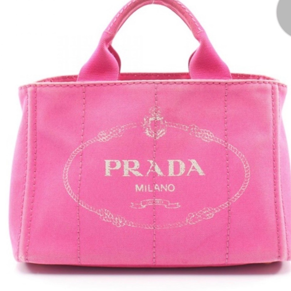 Prada Pink Canvas Mini Tote with Logo